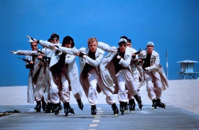A picture of the Rollerboys skating toward the viewer in a flying V formation. This is the same shot used on the movie posters.